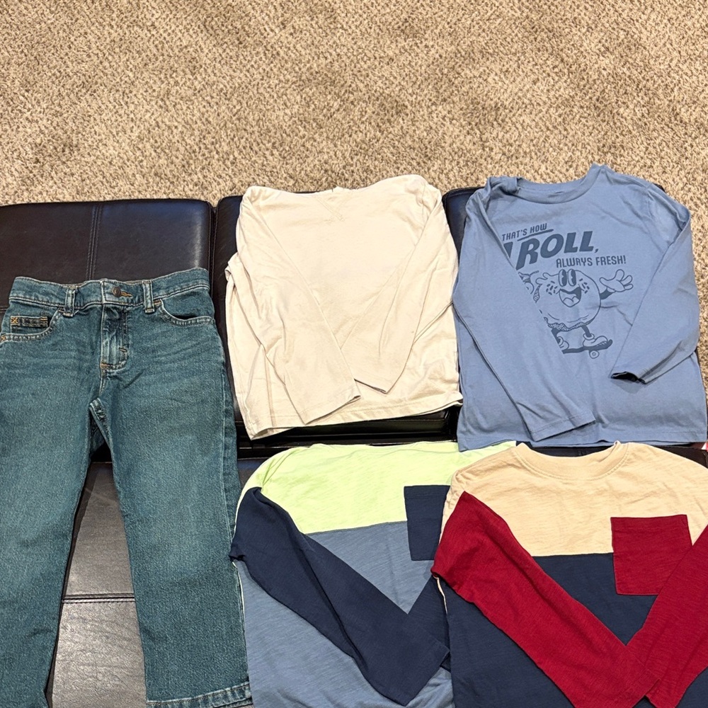 Wrangler Kids Long Sleeve Tees in Cream, Blue, and Red